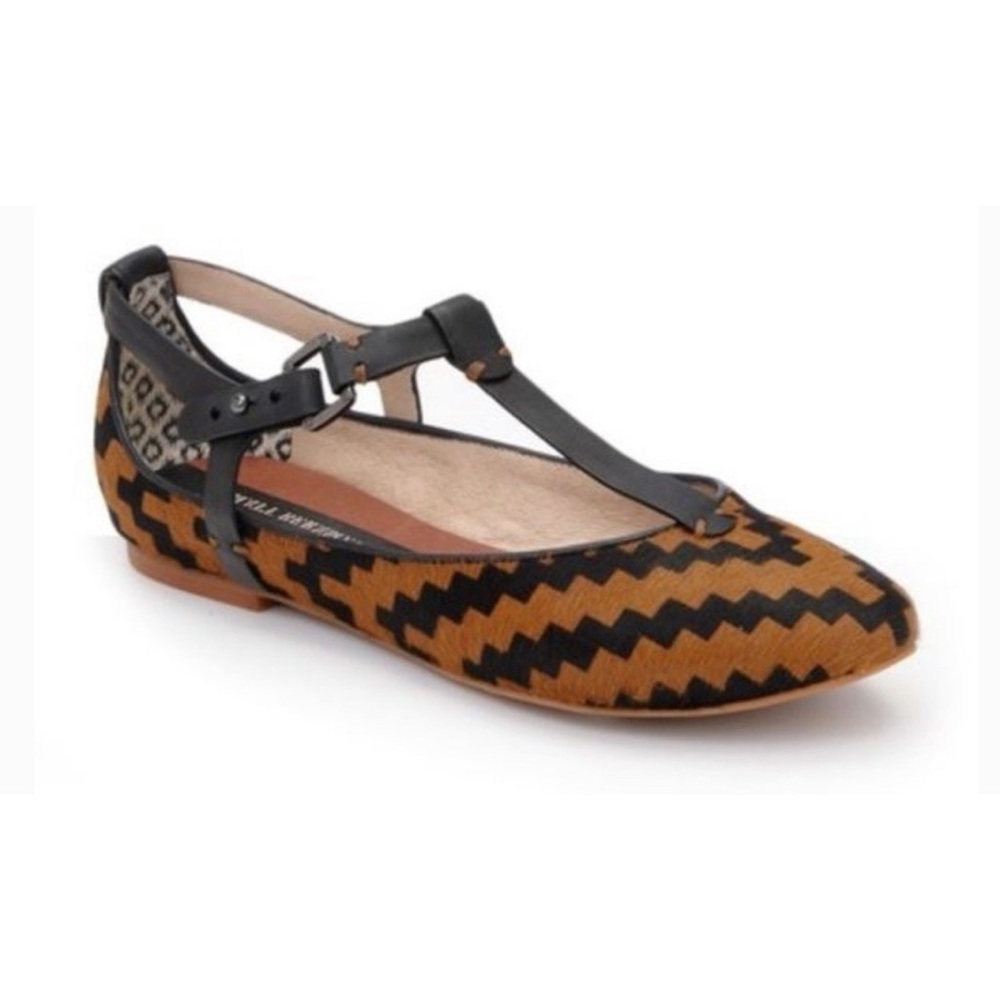 Matt Bernson Wren Genuine Calf Hair T-Strap Flats